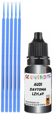 Close-up chip repair on 2003-2024 Audi Q2 in factory Daytona Gray Pearl Effect (paint code LZ7S,6Y)