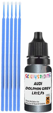 Close-up chip repair on 2000-2010 Audi A4 Cabrio in factory Dolphin Grey Pearl (paint code LX7Z,F5)