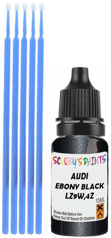 Close-up chip repair on 1997-2011 Audi Tt Roadster in factory Ebony Black Pearl (paint code LZ9W,4Z)