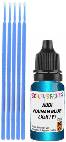 Close-up chip repair on 2013-2018 Audi Rsq3 in factory Hainan Blue Metallic (paint code LX5K / F7)