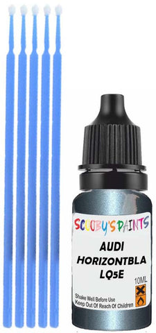 Close-up chip repair on 2022-2023 Audi A4 in factory Horizontblau Metallic (paint code LQ5E)