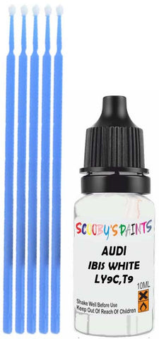 Close-up chip repair on 2006-2024 Audi S3 Limousine in factory Ibis White (paint code LY9C,T9)