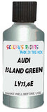 Detail brush applying Green Metallic to a small door scratch on an Audi A2, clean OEM finish