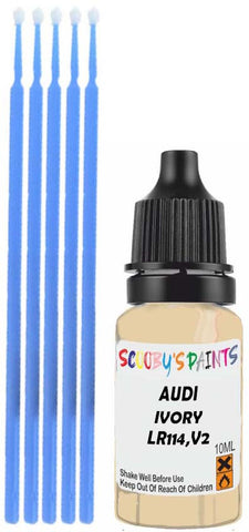 Close-up chip repair on 1994-2017 Audi Q5 in factory Ivory (paint code LR114,V2)