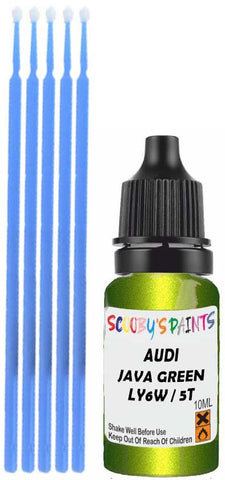 Close-up chip repair on 1997-2023 Audi R8 Gt Coupe in factory Java Green Metallic (paint code LY6W / 5T)