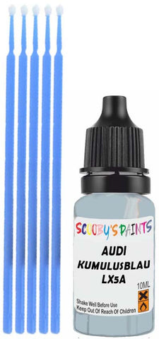 Close-up chip repair on 2010-2023 Audi R8 in factory Kumulusblau (paint code LX5A)