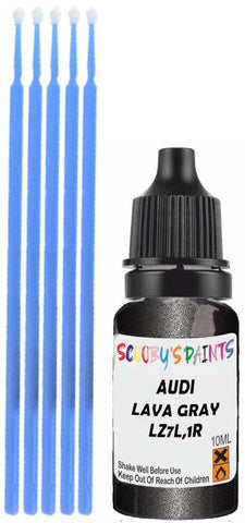 Close-up chip repair on 2002-2017 Audi A4 in factory Lava Gray Pearl Effect (paint code LZ7L,1R)