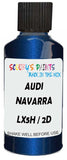 Detail brush applying Blue Metallic to a small door scratch on an Audi Q4, clean OEM finish