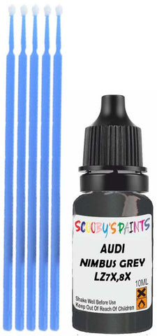 Close-up chip repair on 1999-2023 Audi A4 in factory Nimbus Grey Pearl (paint code LZ7X,8X)