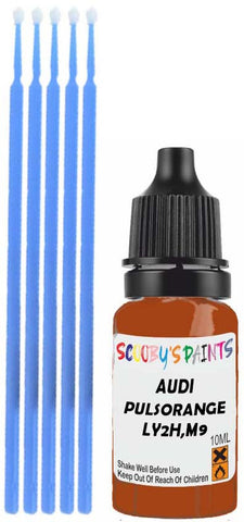 Close-up chip repair on 2017-2024 Audi Tts Coupe in factory Pulsorange (paint code LY2H,M9)