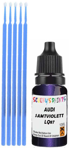 Close-up chip repair on 2004-2023 Audi A4 Allroad in factory Samtviolett Perleffekt (paint code LQ87)