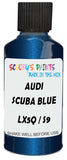 Detail brush applying Blue Metallic to a small door scratch on an Audi Allroad, clean OEM finish