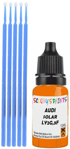 Close-up chip repair on 2006-2023 Audi A8 in factory Solar Orange (paint code LY2G,3F)