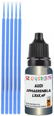 Close-up chip repair on 2007-2014 Audi S3 in factory Sphaerenblau Metallic (paint code LX5X,9F)