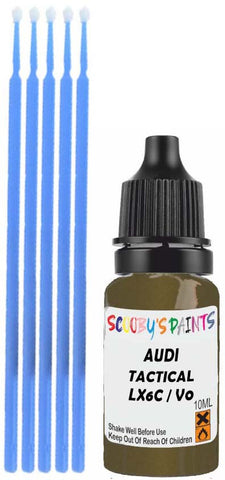 Close-up chip repair on 2019-2024 Audi Rs E-Tron Gt in factory Tactical Green Metallic (paint code LX6C / V0)