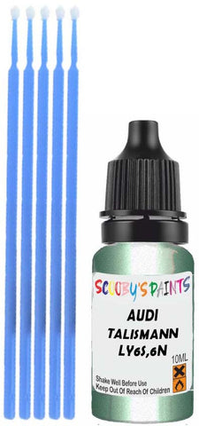 Close-up chip repair on 1999-1999 Audi Tt Coupe in factory Talismann Green Metallic (paint code LY6S,6N)