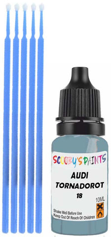 Close-up chip repair on 1996-1997 Audi Tt Roadster in factory Tornadorot (paint code 18)