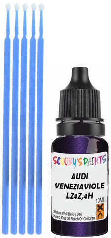 Close-up chip repair on 2002-2008 Audi A4 Cabrio in factory Veneziaviolett Perleffekt (paint code LZ4Z,4H)