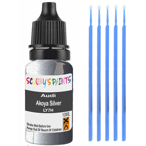 Touch Up Paint For Audi A4 Cabrio Akoya Silver Ly7H Grey Scratch Stone Chip 10Ml