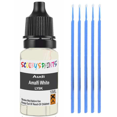 Touch Up Paint For Audi A1 Amalfi White Ly9K White Scratch Stone Chip 10Ml