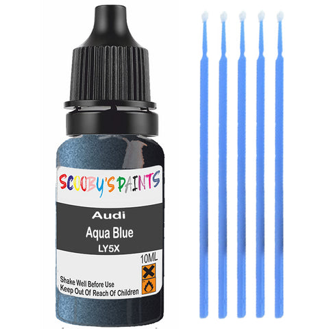 Touch Up Paint For Audi A2 Aqua Blue Ly5X Blue Scratch Stone Chip 10Ml