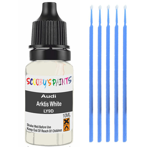 Touch Up Paint For Audi A2 Arktis White Ly9D White Scratch Stone Chip 10Ml