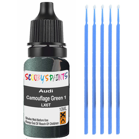 Touch Up Paint For Audi A5 Camouflage Green 1 Lx6T Green Scratch Stone Chip 10Ml