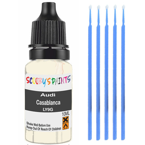 Touch Up Paint For Audi A6 Casablanca Ly9G White Scratch Stone Chip 10Ml