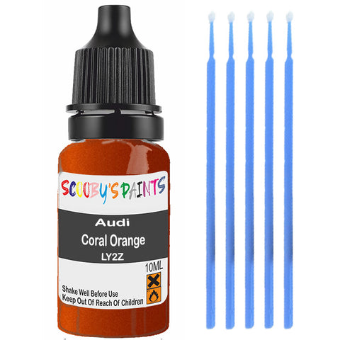 Touch Up Paint For Audi A5 Coral Orange Ly2Z Orange Scratch Stone Chip 10Ml