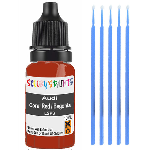 Touch Up Paint For Audi A5 Coral Red / Begonia Red Lsp3 Orange Scratch Stone Chip 10Ml