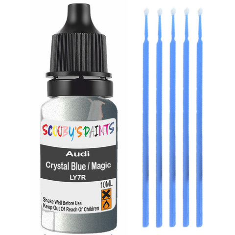 Touch Up Paint For Audi A2 Crystal Blue / Magic Blue Ly7R Blue Scratch Stone Chip 10Ml