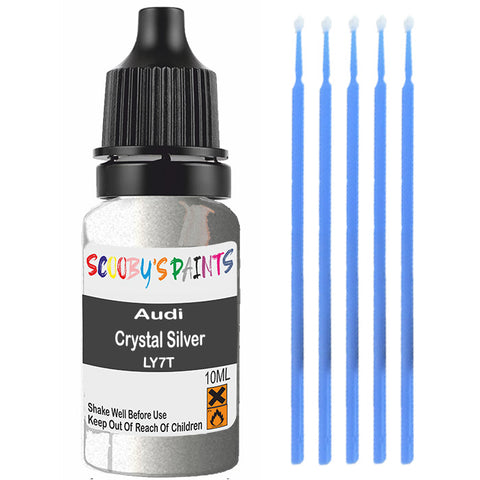 Touch Up Paint For Audi 200 Crystal Silver Ly7T Grey Scratch Stone Chip 10Ml