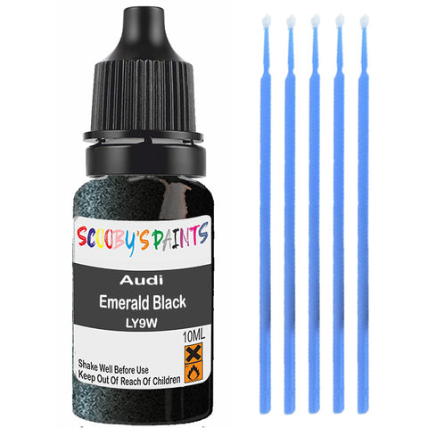 Touch Up Paint For Audi A8 L Emerald Black Ly9W Black Scratch Stone Chip 10Ml