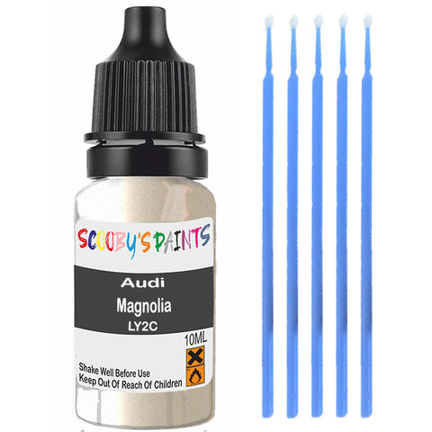 Touch Up Paint For Audi A6 Magnolia Mother-Of-Pearl Effect Ly2C White Scratch Stone Chip 10Ml