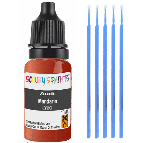 Touch Up Paint For Audi A6 Mandarin Mother-Of-Pearl Effect Ly2C Orange Scratch Stone Chip 10Ml