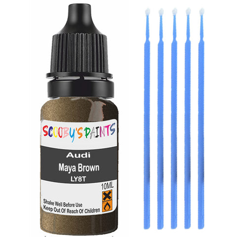 Touch Up Paint For Audi A4 Maya Brown Ly8T Brown Scratch Stone Chip 10Ml