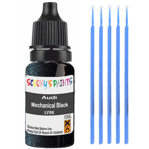 Touch Up Paint For Audi A4 Mechanical Black Ly9X Black Scratch Stone Chip 10Ml