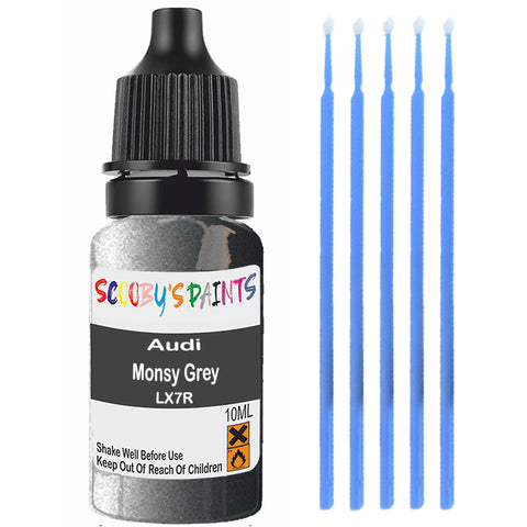 Touch Up Paint For Audi A6 Monsy Grey Lx7R Grey Scratch Stone Chip 10Ml