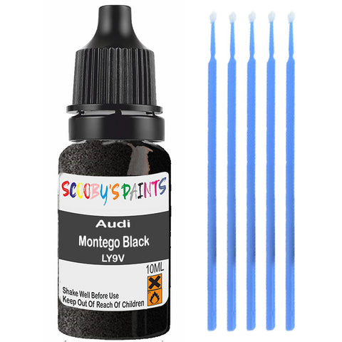 Touch Up Paint For Audi 80 Montego Black Ly9V Black Scratch Stone Chip 10Ml