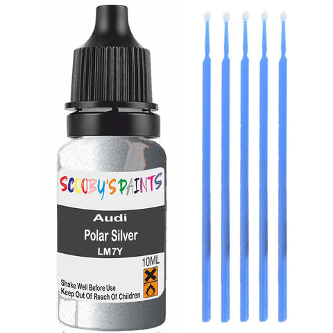 Touch Up Paint For Audi A6 Polar Silver Lm7Y Black Scratch Stone Chip 10Ml