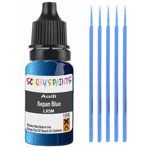 Touch Up Paint For Audi A6 Sepan Blue Lx5M Blue Scratch Stone Chip 10Ml