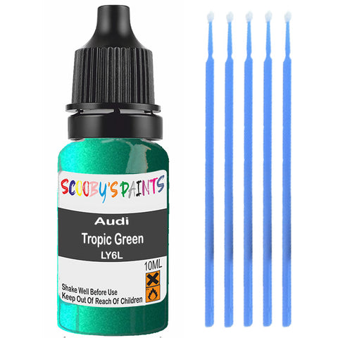 Touch Up Paint For Audi A4 Tropic Green Ly6L Green Scratch Stone Chip 10Ml