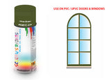 Olive Green BS381C220 Window and door upvc pvc scratch scuff repar in colour GREEN gloss, matt, satin spray for windows and doors