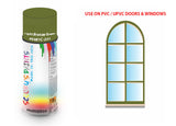 Light Bronze Green BS381C222 Window and door upvc pvc scratch scuff repar in colour GREEN gloss, matt, satin spray for windows and doors