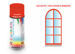 Signal Red BS381C537 Window and door upvc pvc scratch scuff repar in colour RED gloss, matt, satin spray for windows and doors