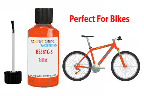 Bs381C 593 Rail Red Bicycle Frame Acrylic Orange Metal Bike Touch Up Paint