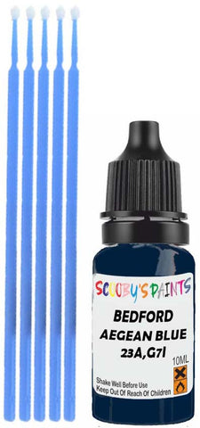 Close-up chip repair on 2018-2022 Bedford All in factory Aegean Blue (paint code 23A,G7I)