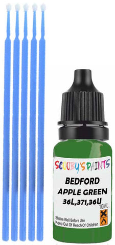 Close-up chip repair on 1996-1999 Bedford All in factory Apple Green (paint code 36L,371,36U)