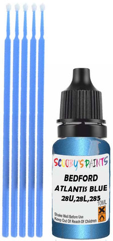 Close-up chip repair on 1996-2005 Bedford All in factory Atlantis Blue (paint code 28U,28L,285)