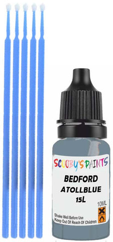 Close-up chip repair on 1985-1992 Bedford All in factory Atollblue (paint code 15L)